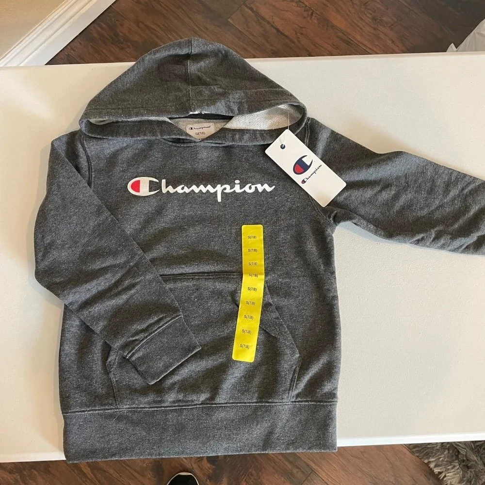 Champion Youth Boy's Pullover Hooded Sweatshirt (Charcoal Heather) 7/8 small - Picture 1 of 2